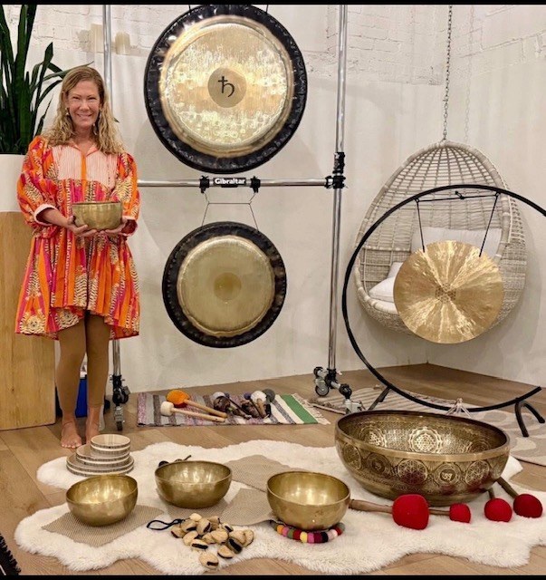 Sound healing with gongs and singing bowls at Monmouth Beach Yoga & Wellness